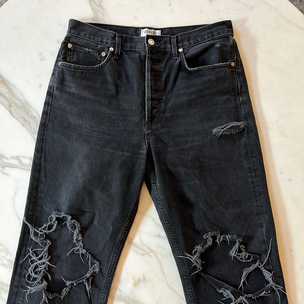 Agolde high waisted cropped distressed jeans